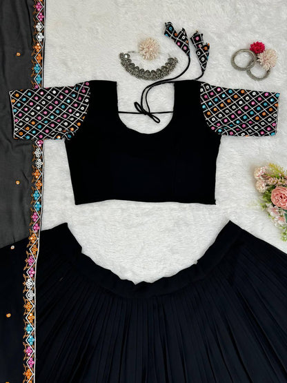 Imperial Lattice Border 9mm Sequined Georgette Lehenga Set
