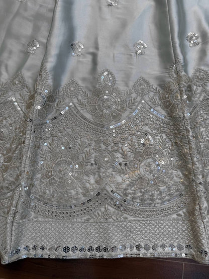 Imperial Lattice Embroidered Japan Satin Lehenga Set