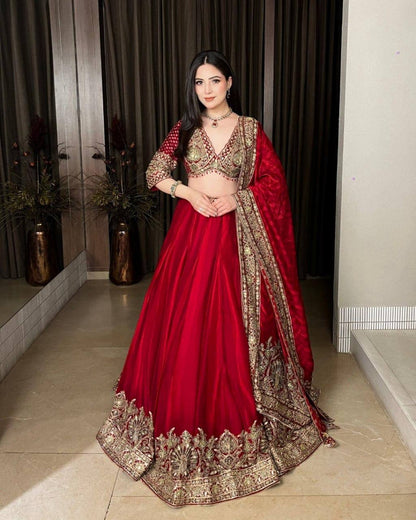 Imperial Crystal-Tasseled Chinon Lehenga Set