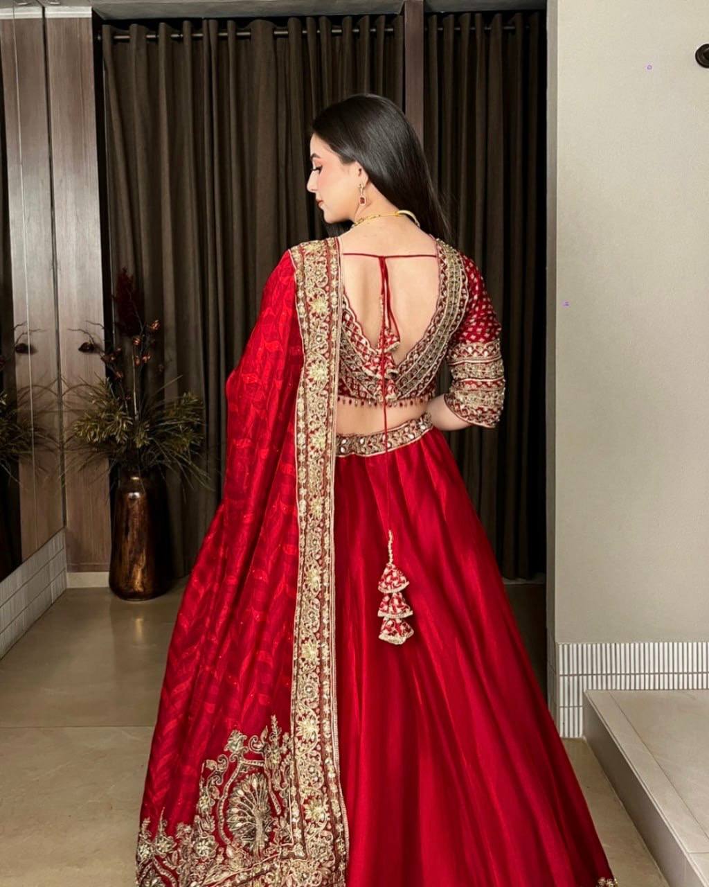 Imperial Crystal-Tasseled Chinon Lehenga Set