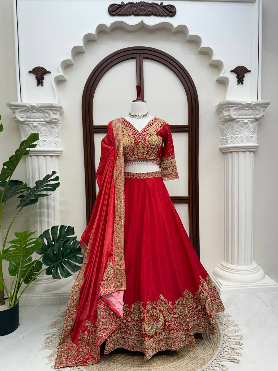 Imperial Crystal-Tasseled Chinon Lehenga Set