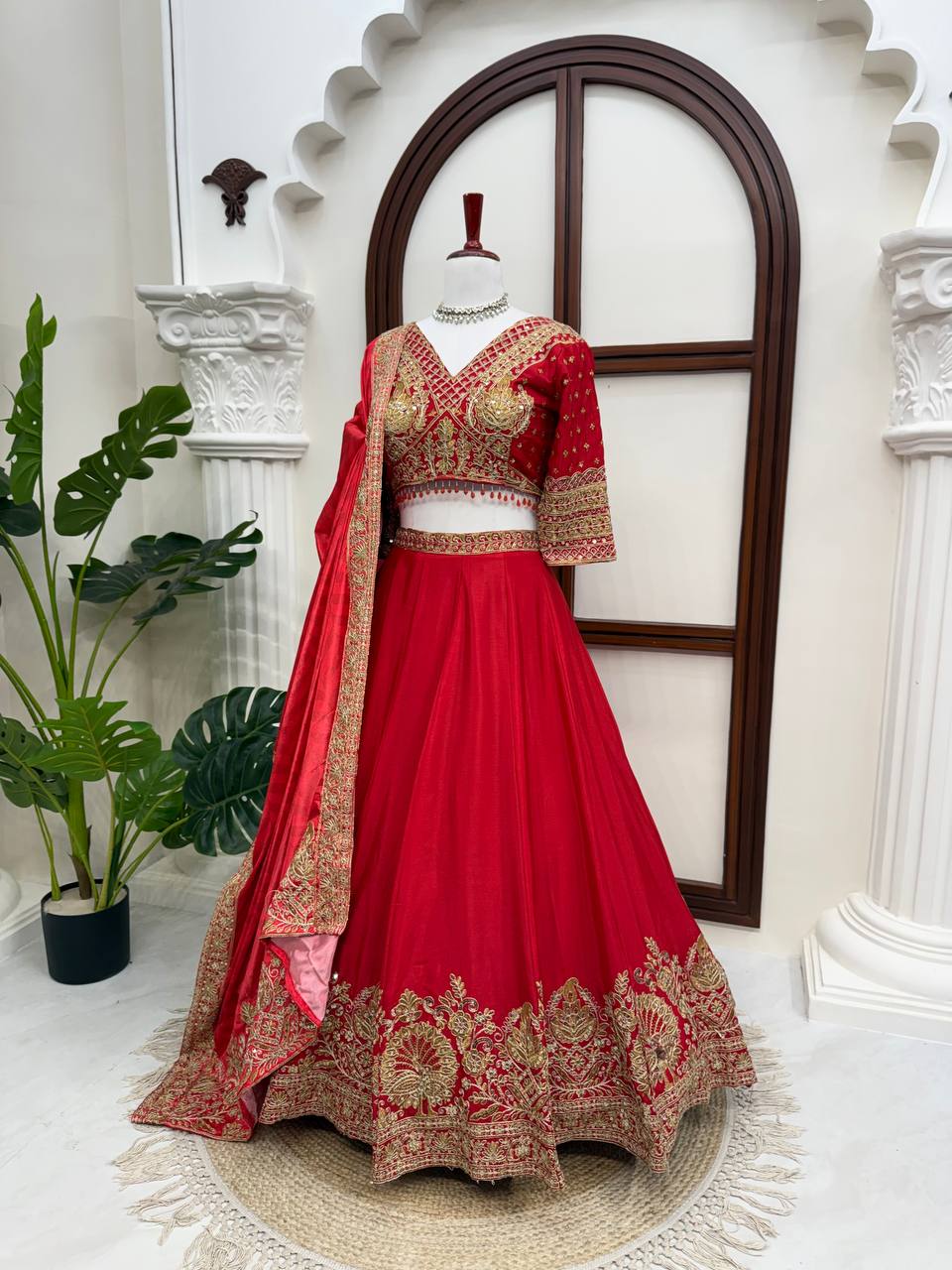 Imperial Crystal-Tasseled Chinon Lehenga Set