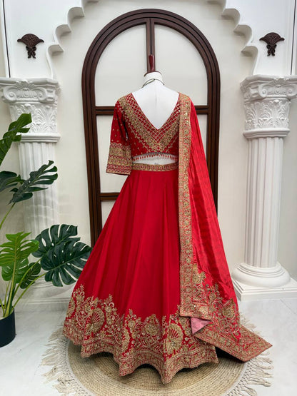 Imperial Crystal-Tasseled Chinon Lehenga Set