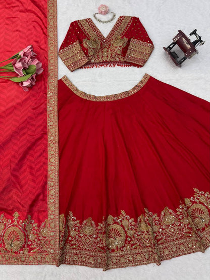 Imperial Crystal-Tasseled Chinon Lehenga Set