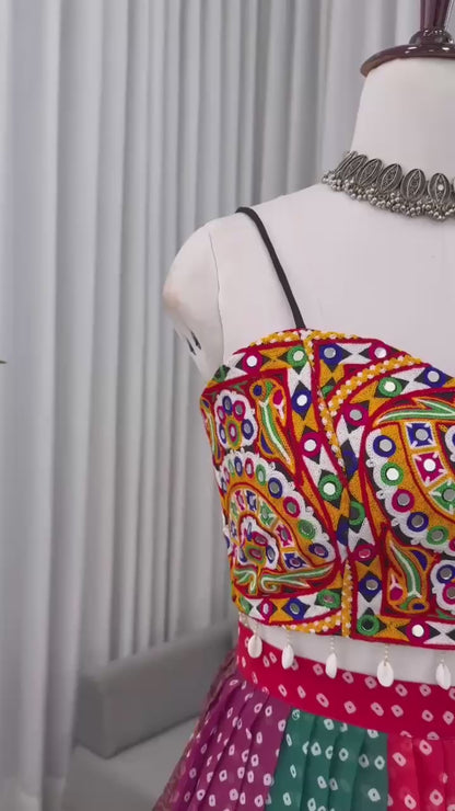 Multicolour Gamthi Work Lehenga Choli