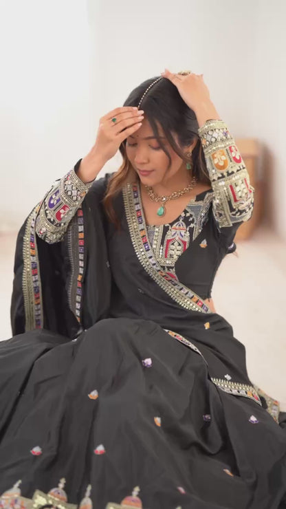 Imperial Heritage Arch Motif Crepe Silk Lehenga Set