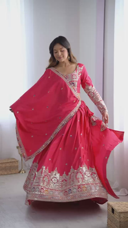 Imperial Heritage Arch Motif Crepe Silk Lehenga Set
