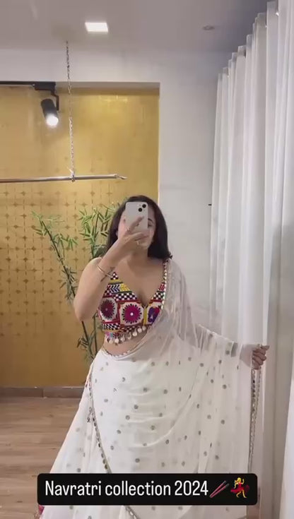 Celestial Kodi-Lace Chain-Stitch Georgette Lehenga