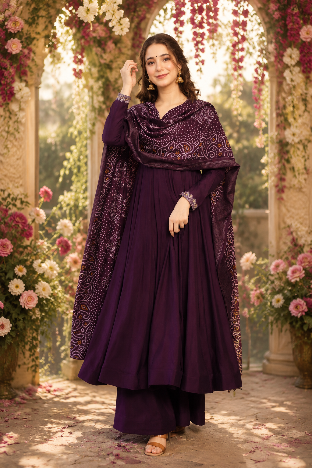 Imperial Embroidered Vichitra Silk Anarkali Set